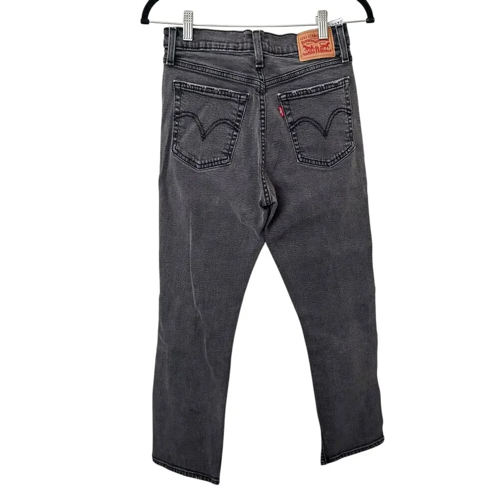LEVIS Wedgie Distressed Ankle Denim Gray Wash Sz‎ 28